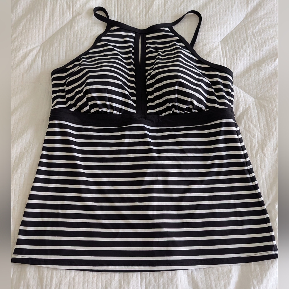 Lands' End Black and White Striped Camisole